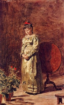  Girl Oil Painting - Young Girl Meditating Realism portraits Thomas Eakins